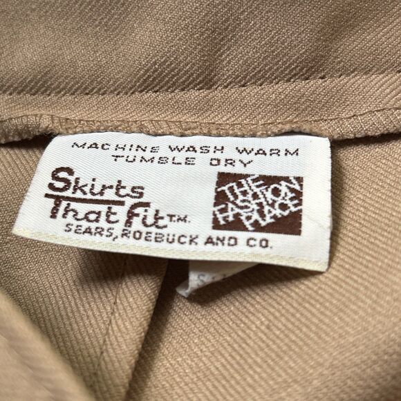 Sears Tan Vintage 70s Sears Women's Skirt - Skirts That Fit -Pockets Size L - 18 - Picture 8 of 9